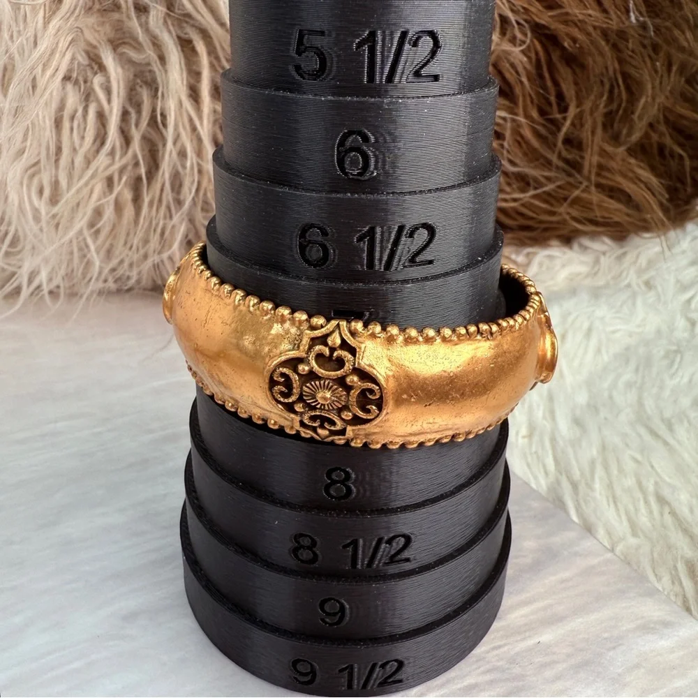 Aged Goldtone Textured Weighted bohemian chic Bangle Bracelet